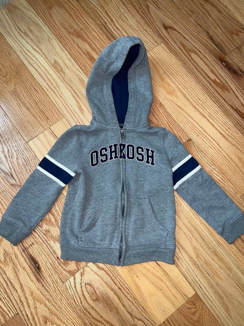 OshKosh B'gosh toddler boy's full-zip logo hoodie in gray Size 4 years A010941
